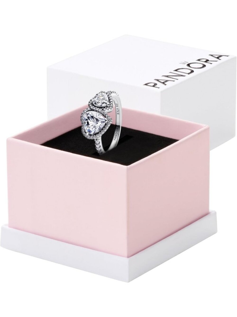 Sparkling Halo Hearts Ring - Elegant Jewelry, Perfect Gift for Her, Adjustable